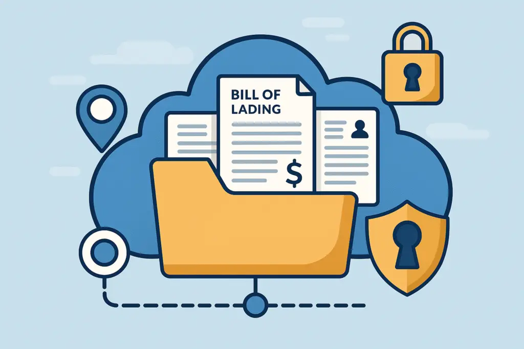 Shipping documents and customer data stored securely in cloud storage systems