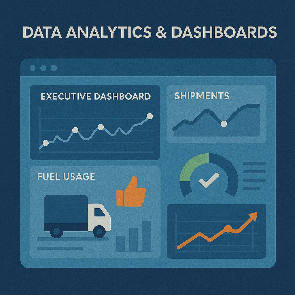 Interactive cloud dashboard showing shipping performance and operational KPIs